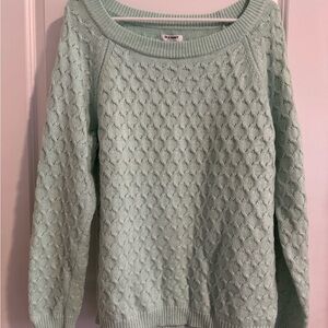 Old Navy Women's Sweater Size L Mint Green Cotton Blend Cable Knit